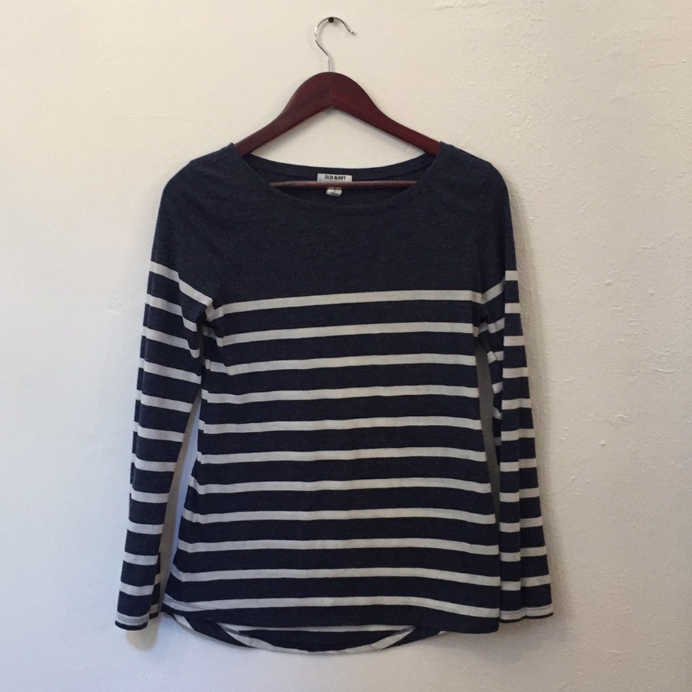 Old Navy Blue and White Striped Long Sleeve Tee